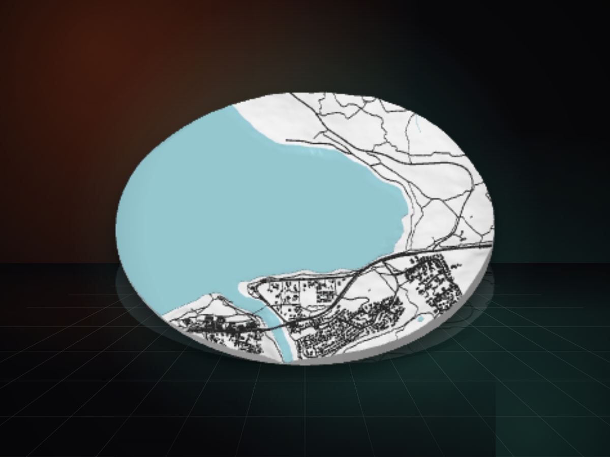 3D printed topographic disc of the Race Tekapo 5km course